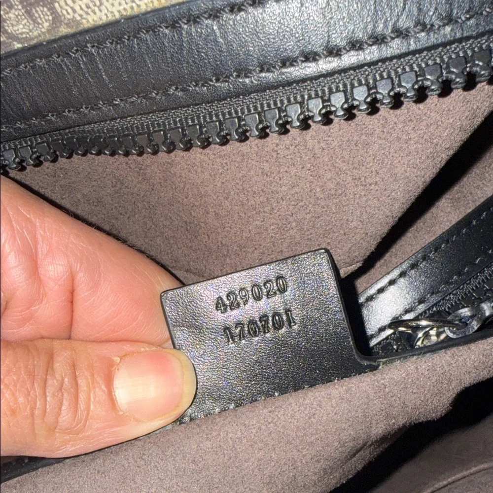 Gucci Black and Beige Monogram Backpack